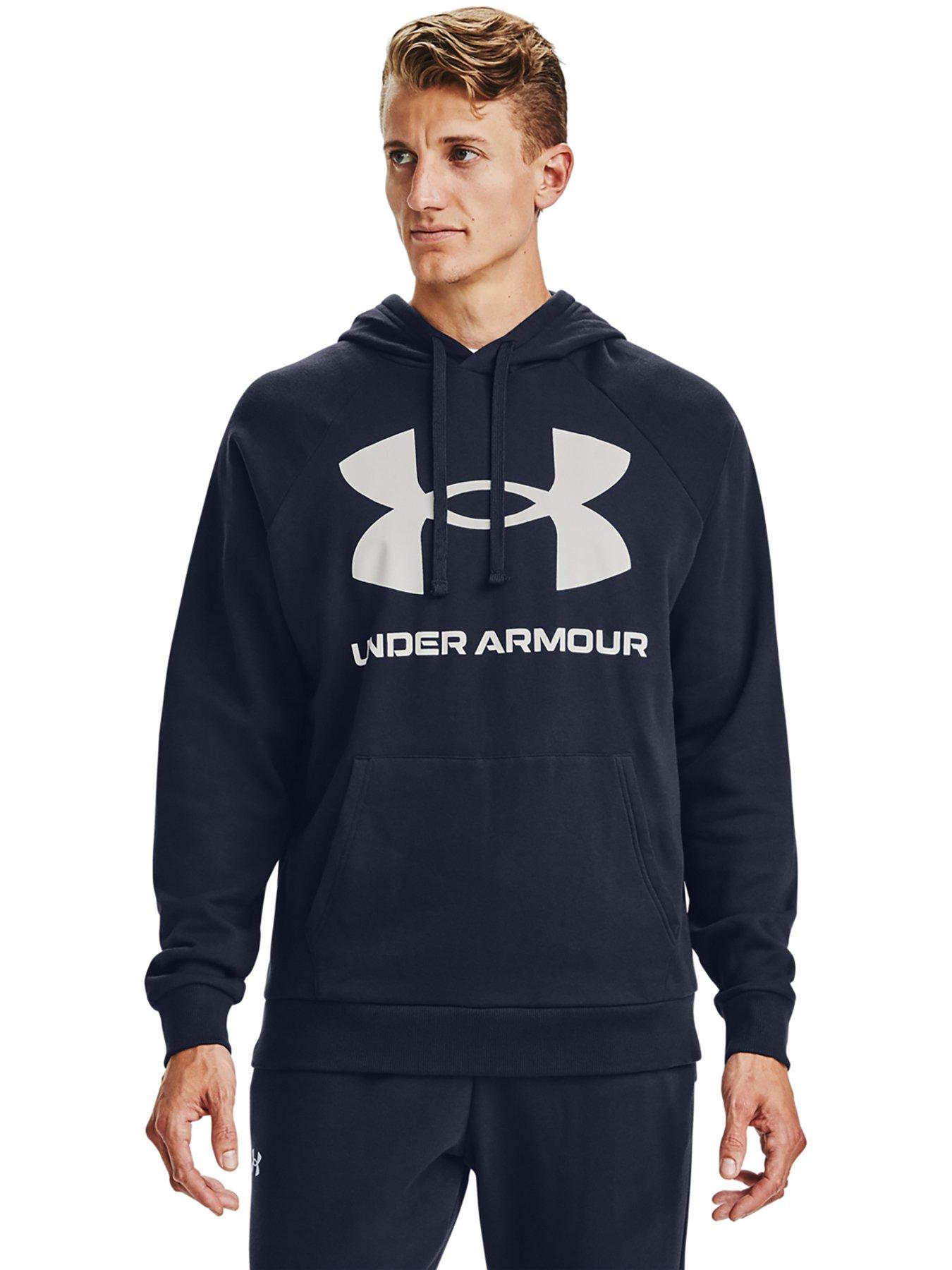 UNDER ARMOUR Training Rival Fleece Big Logo Hoodie Navy