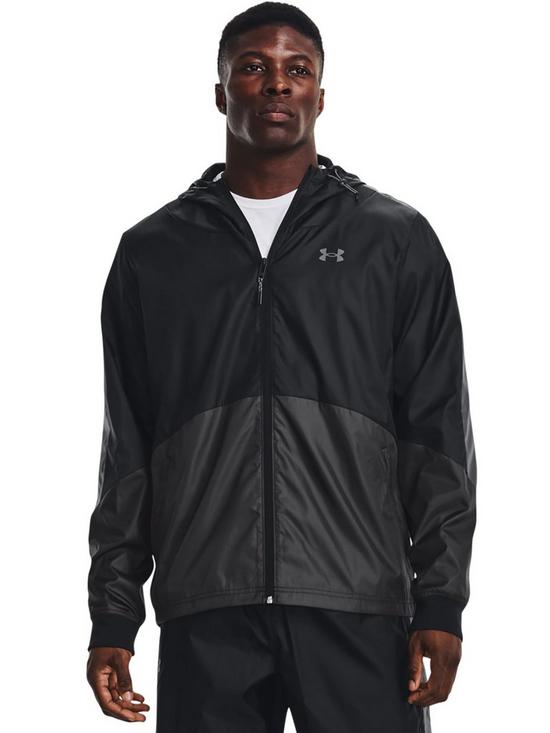 front image of under-armour-training-legacy-windbreaker-black