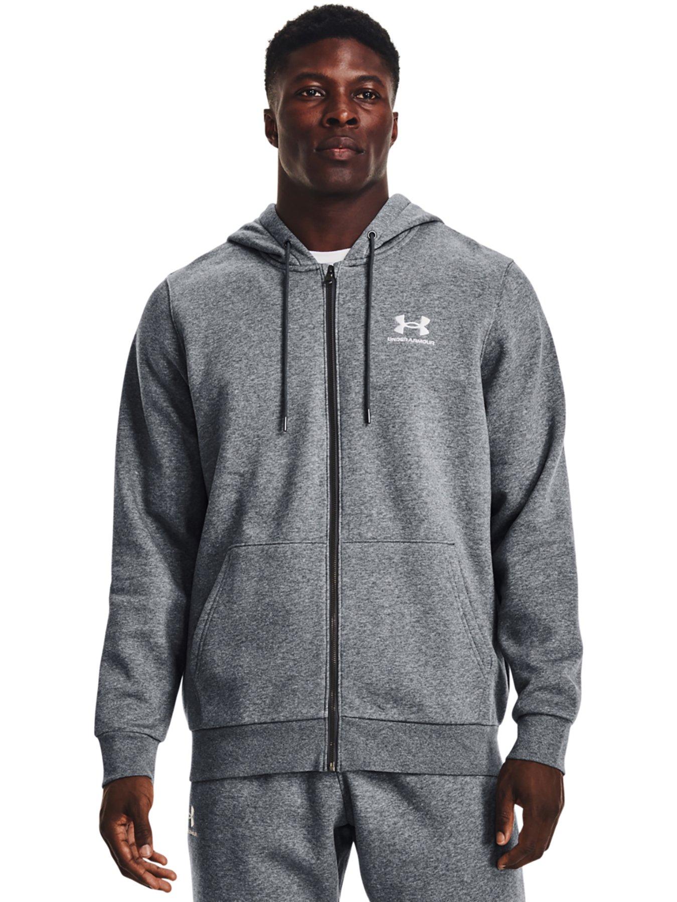 front image of under-armour-training-essential-fleecereg-full-zipnbsphoodie-grey