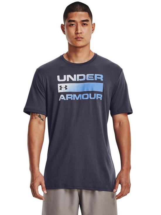 front image of under-armour-training-team-issue-wordmark-short-sleevenbspt-shirt-steel