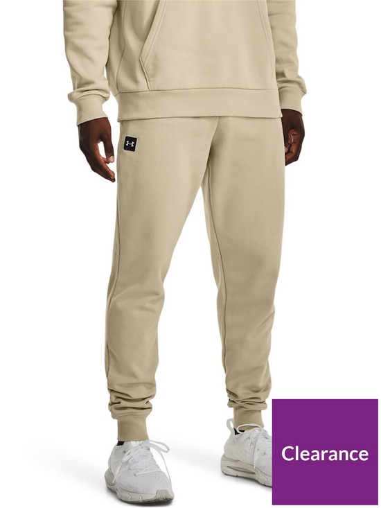front image of under-armour-training-rival-fleece-joggers-khaki