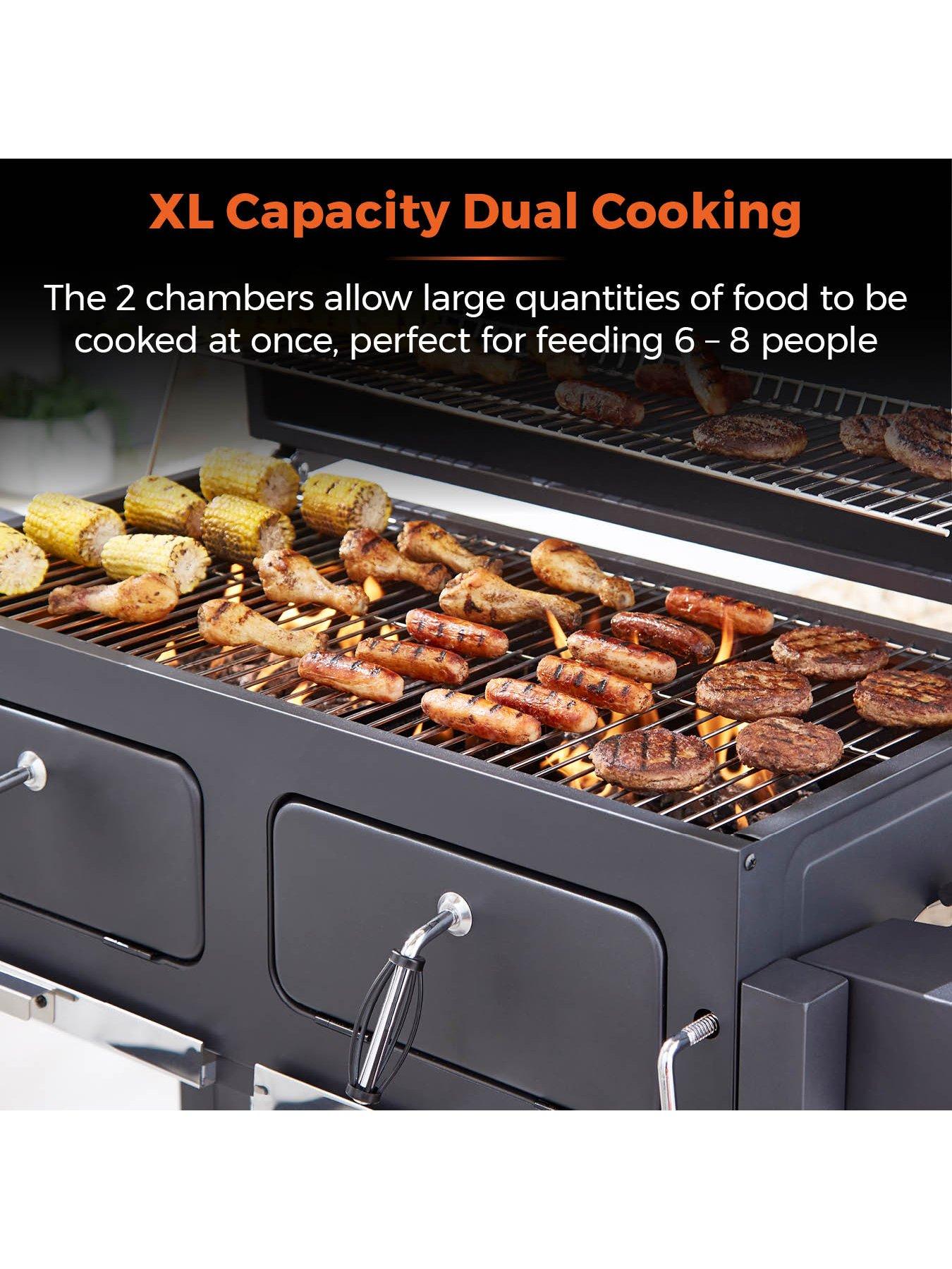  image of tower-ignite-duo-xl-bbq-grill-with-adjustable-charcoal-grill-and-temperature-gauge-black-t978510