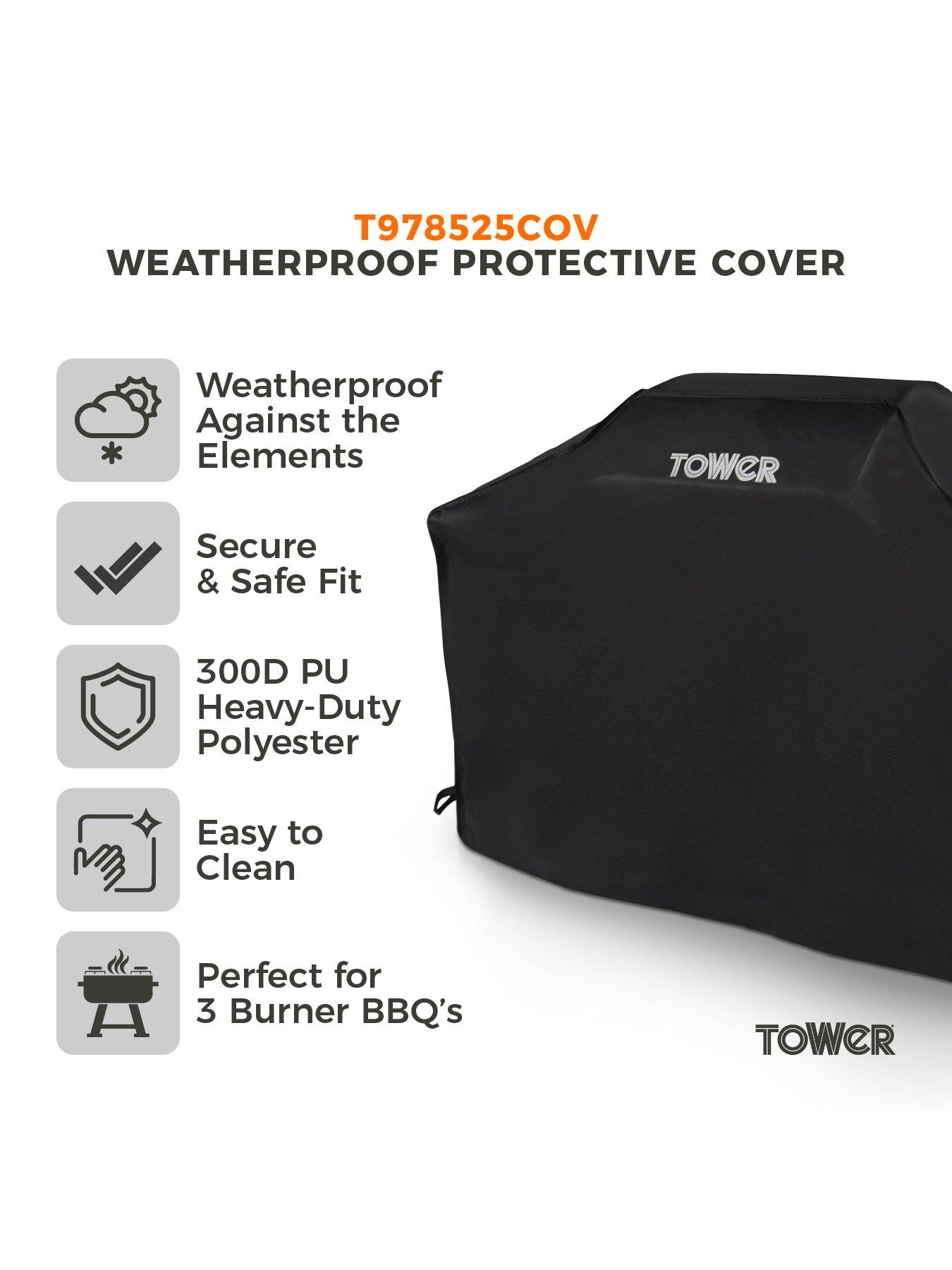 Image 2 of 7 of Tower Large BBQ Cover - Heavy-Duty Waterproof &amp; Windproof Outdoor 3 Burner Gas Grill Cover, UV Resistant, Black