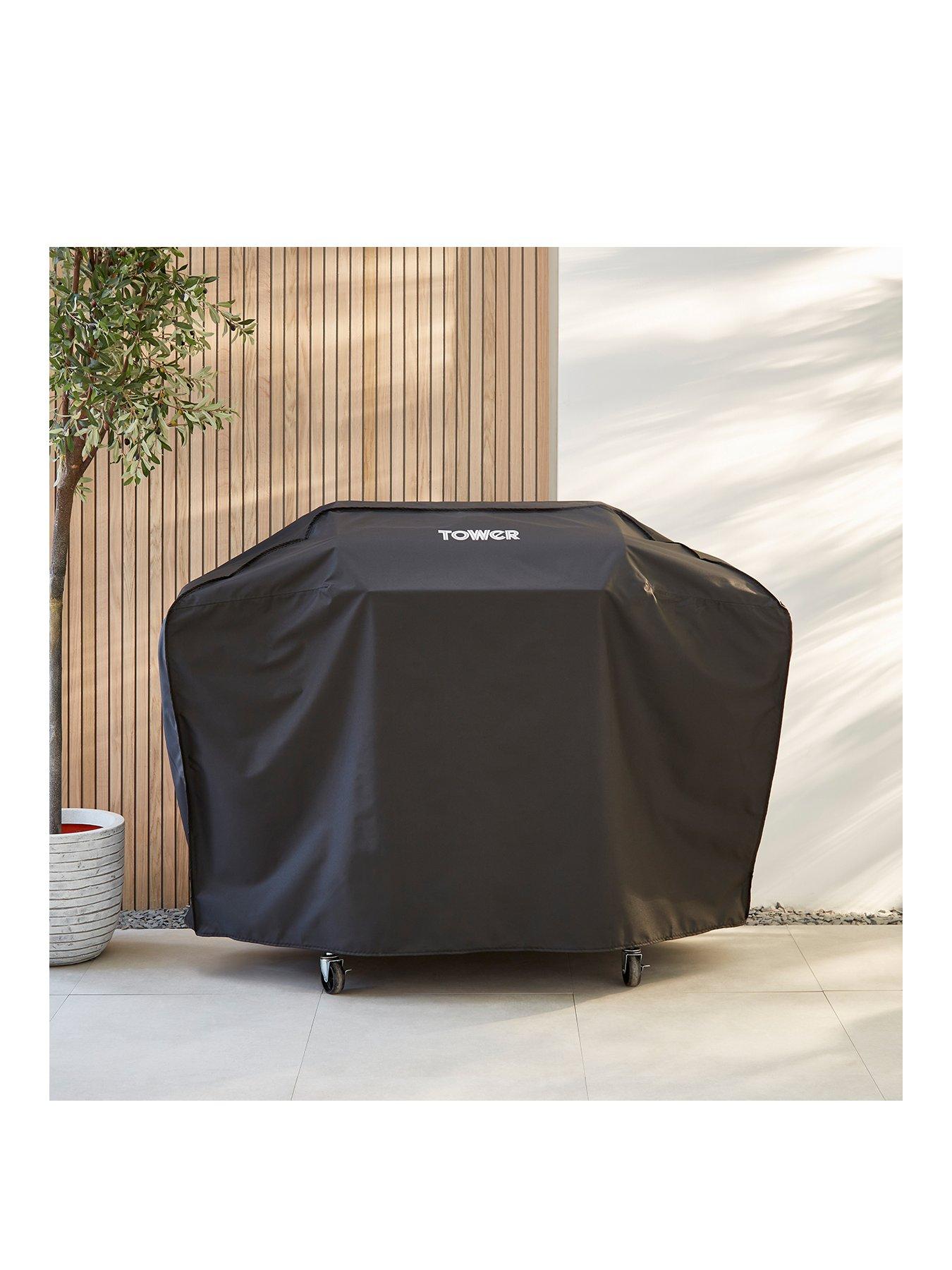 Tower Extra Large BBQ Cover- Heavy-Duty Waterproof  &  Windproof Outdoor 4 Burner Gas Grill Cover, UV Resistant, Black