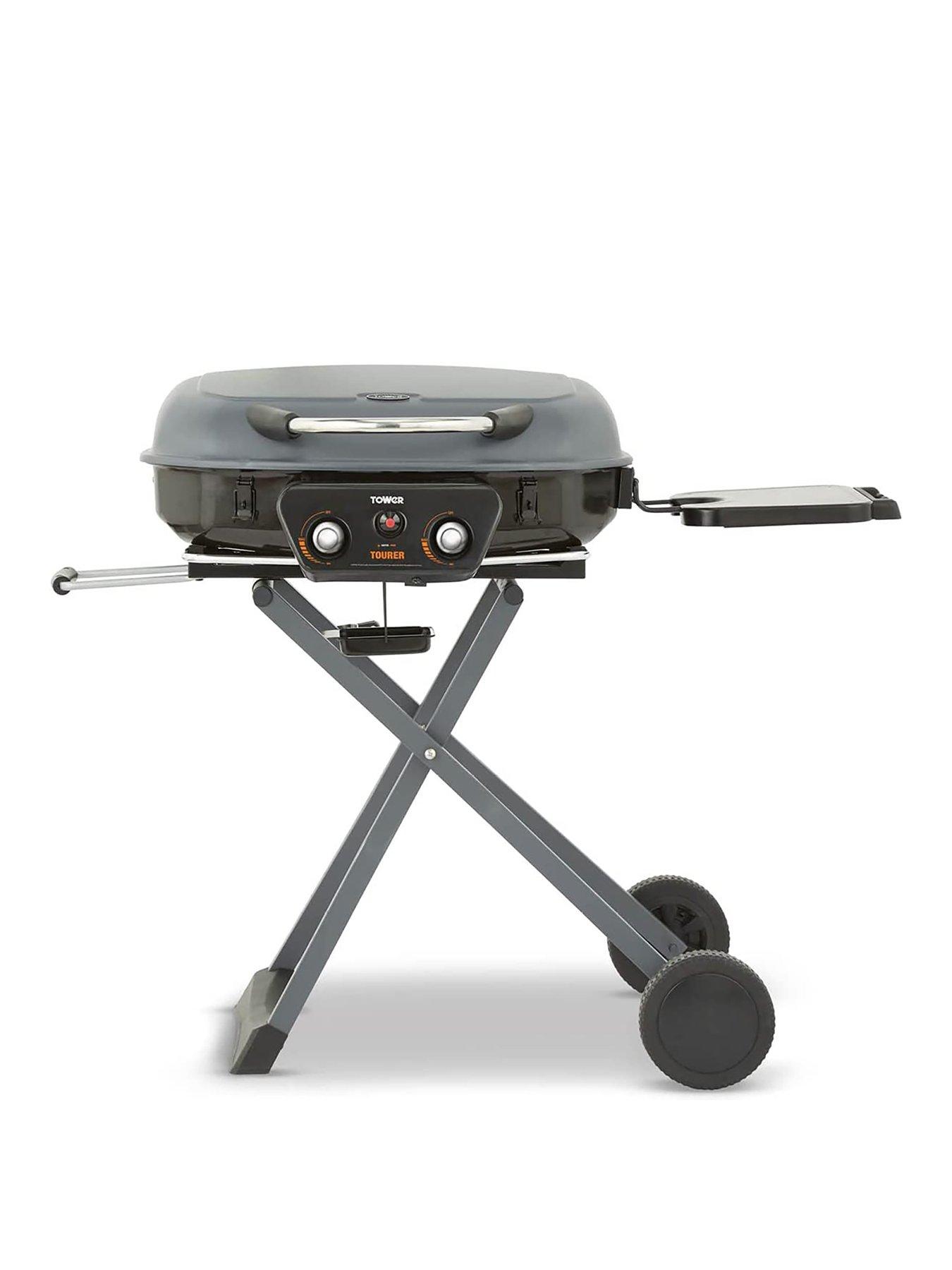 tower-tourer-2-burner-gas-bbq-portable-design-porcelain-enamel-coated-steel-wire-grillnbspt978522-grey