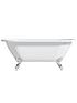  image of the-bath-co-by-victoria-plum-dulwich-white-back-to-wall-freestanding-bath-1500-x-740-with-chrome-ball-and-claw-feet-and-waste