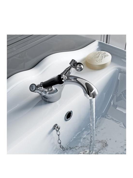 front image of the-bath-co-by-victoria-plum-traditional-basin-mixer-tap-with-black-lever-handles