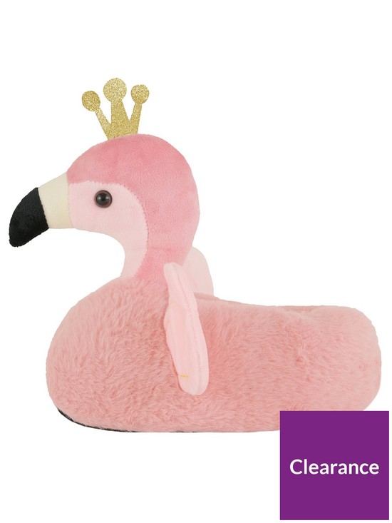 front image of loungeable-flamingo-slippers-pink