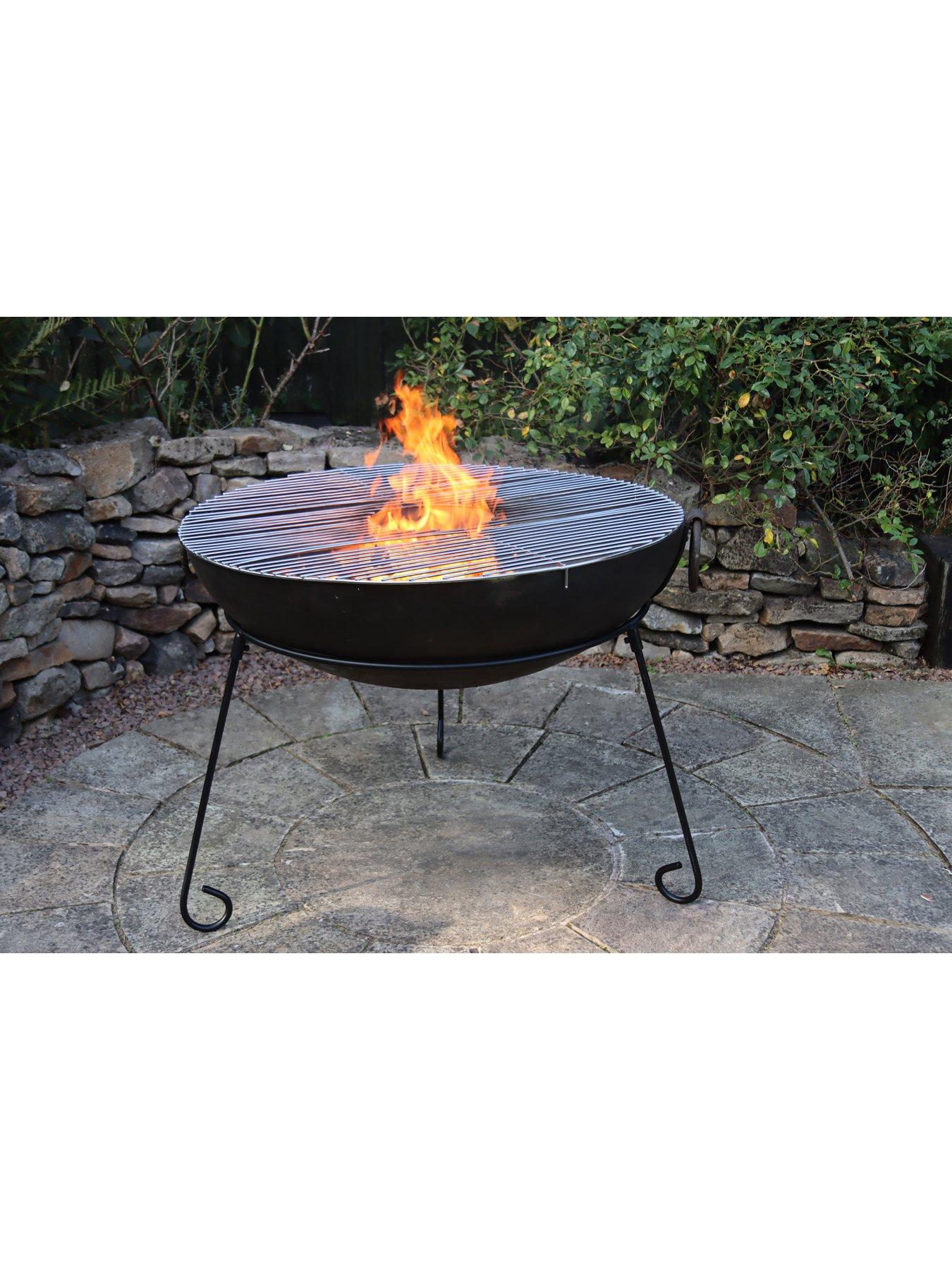 Gardeco ExtraLarge Kadai Real Fire Pit 80Cm Dia Inc. Stand And Bbq