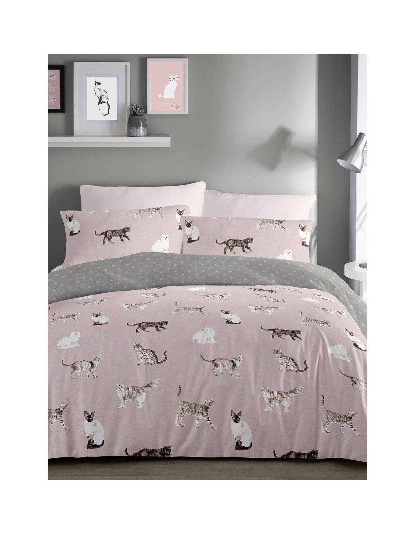 Image 1 of 3 of Fusion Cats Duvet Cover Set - Blush