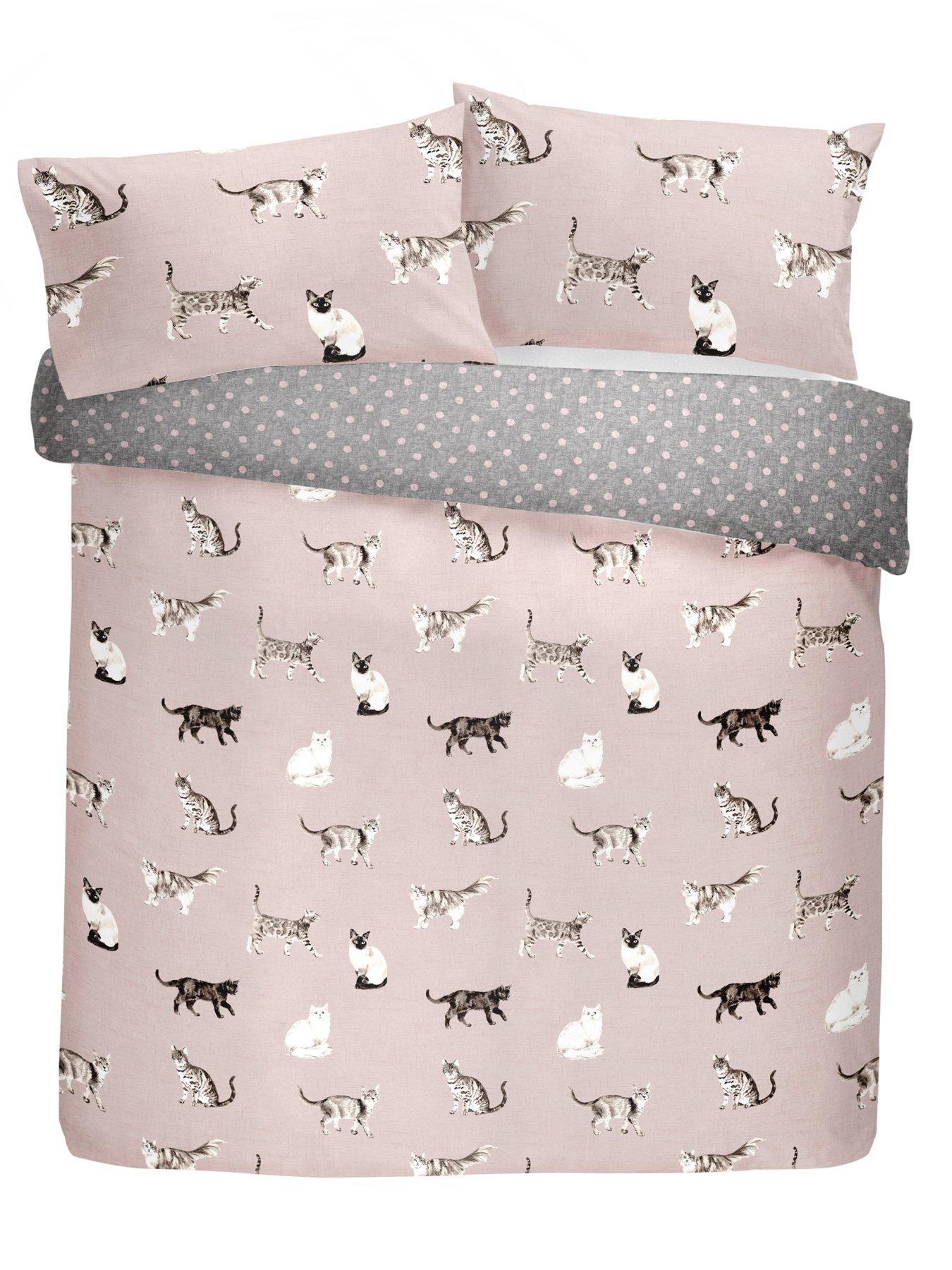 Image 3 of 3 of Fusion Cats Duvet Cover Set - Blush