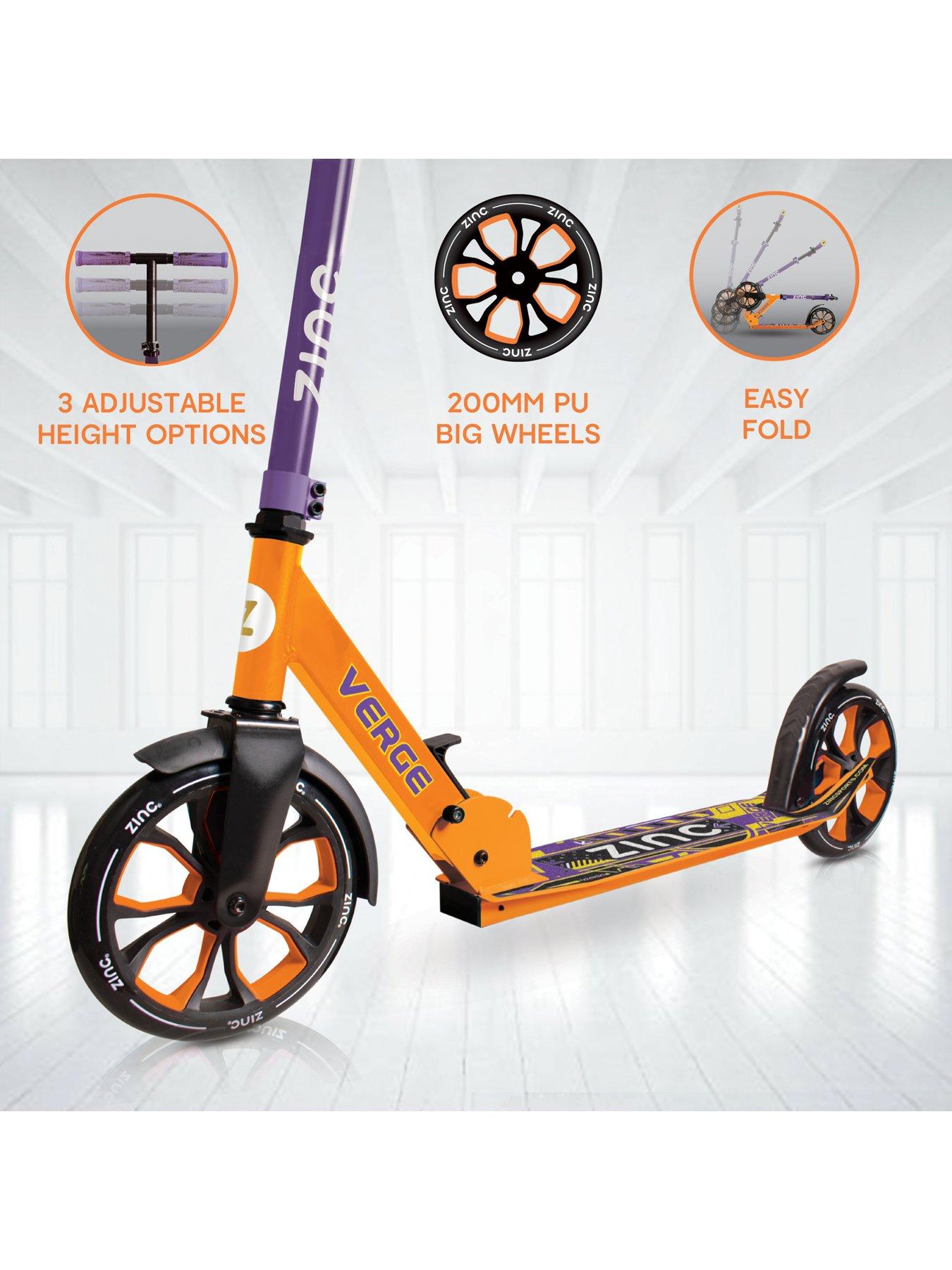  image of zinc-big-wheeled-folding-verge-scooter--nbsporange-amp-purple