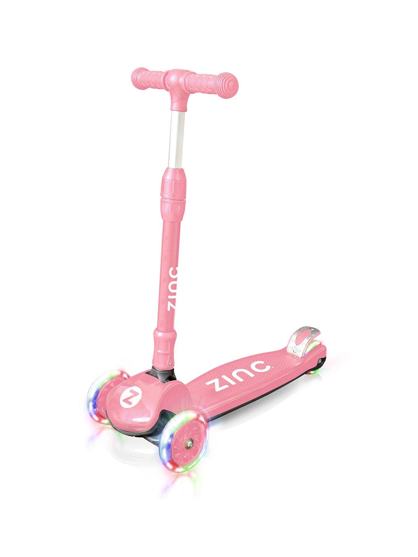 Image 1 of 4 of Zinc Three Wheeled Folding Light Up T-motion Scooter (Blush Pink)