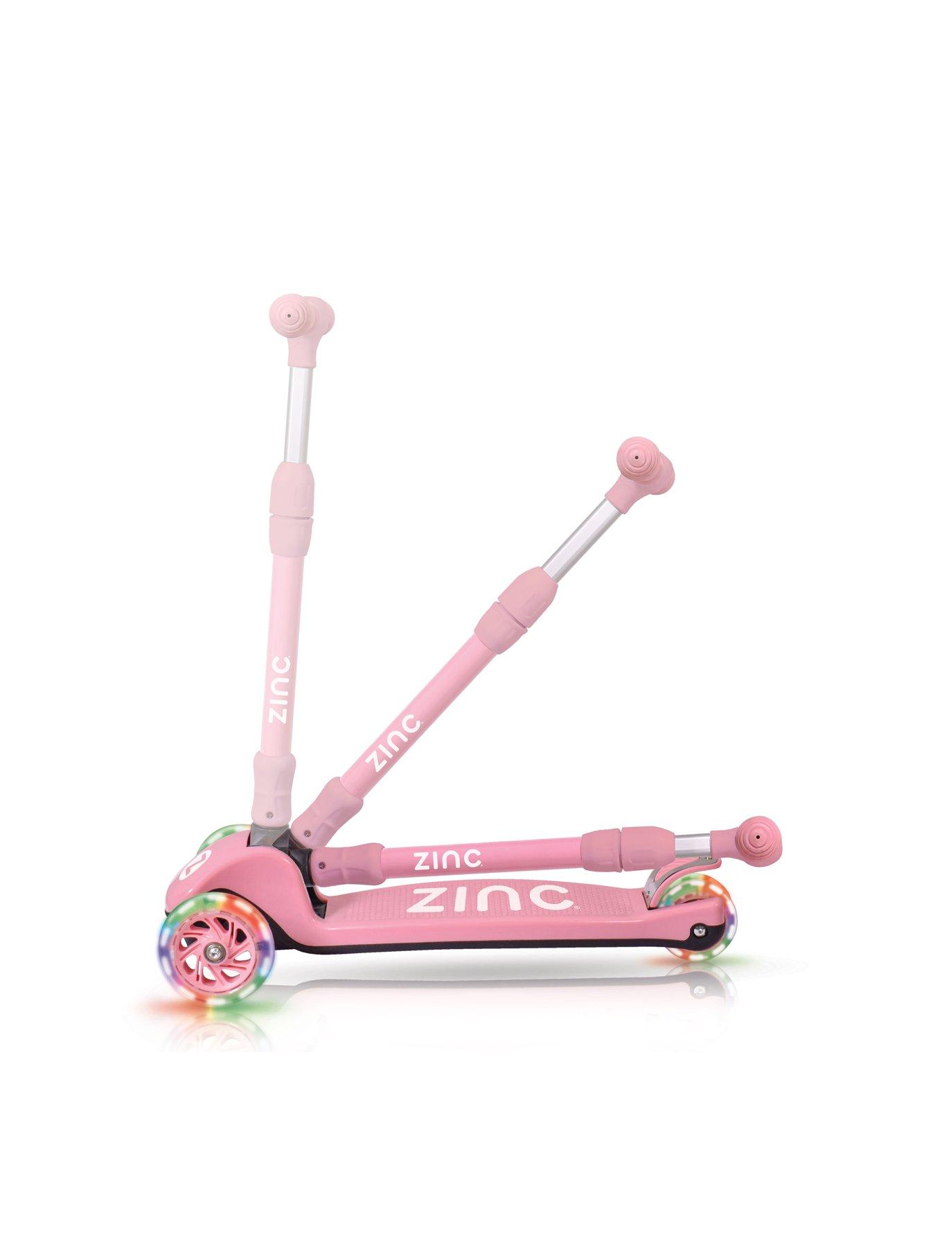 Image 2 of 4 of Zinc Three Wheeled Folding Light Up T-motion Scooter (Blush Pink)