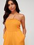  image of v-by-very-crinkle-halter-neck-shirred-beach-jumpsuit-marigold