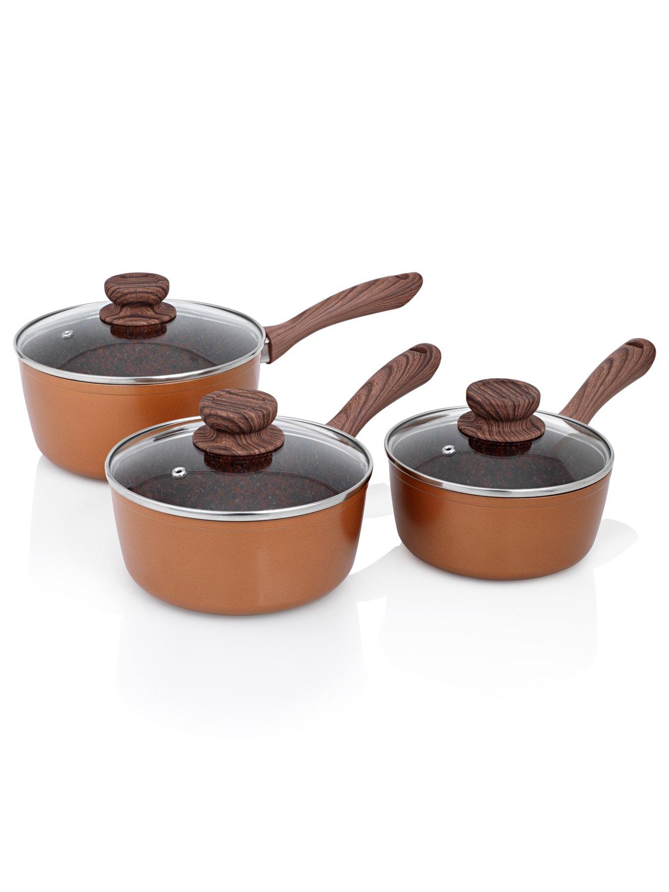 JML Copper Stone Saucepan Set with Lids