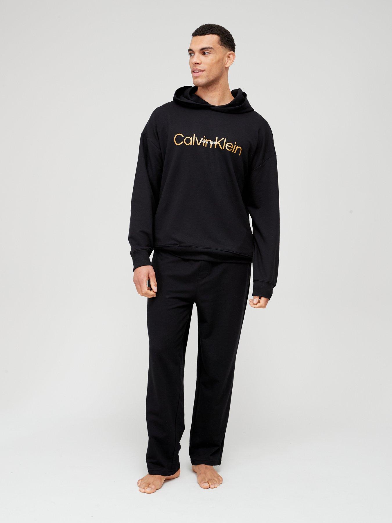  image of calvin-klein-embroidered-icon-lounge-overhead-hoodie-black