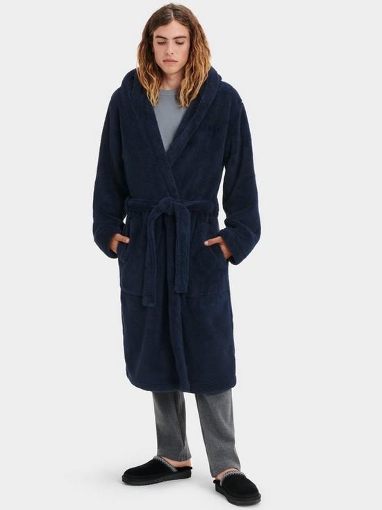 front image of ugg-mens-beckett-dressing-gown-navy