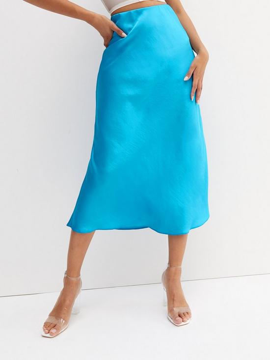 front image of new-look-turquoise-satin-bias-cut-midi-skirt