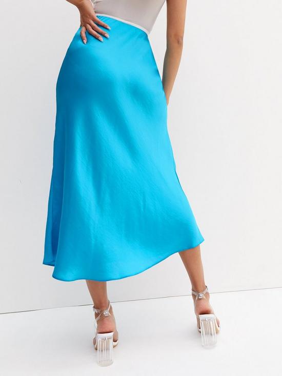 stillFront image of new-look-turquoise-satin-bias-cut-midi-skirt