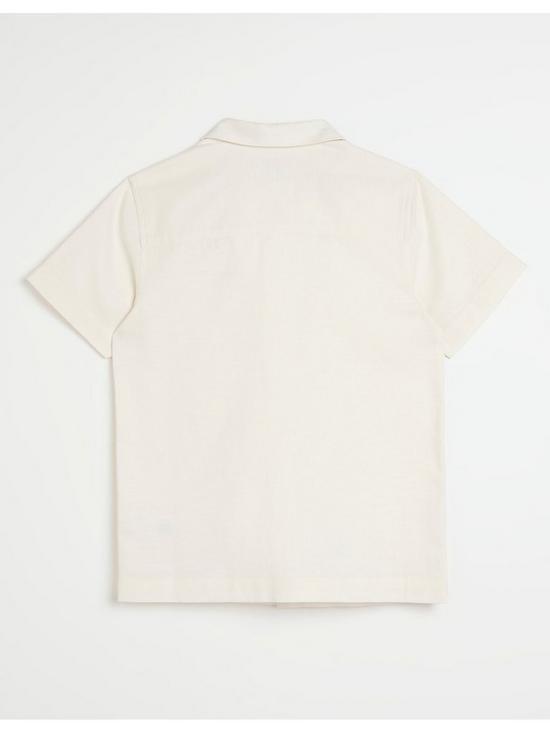 back image of river-island-boys-embroidered-short-sleeve-shirt-cream