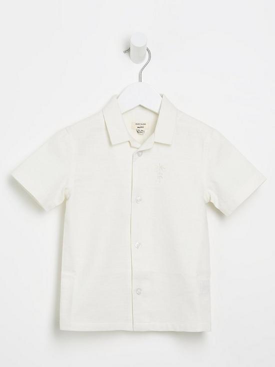 front image of river-island-mini-mini-boys-embroidered-textured-shirt-ecru