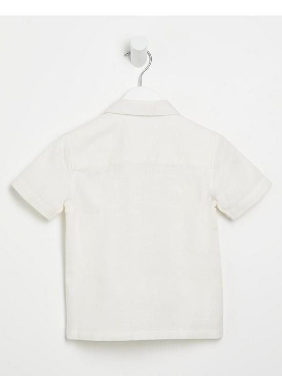 back image of river-island-mini-mini-boys-embroidered-textured-shirt-ecru