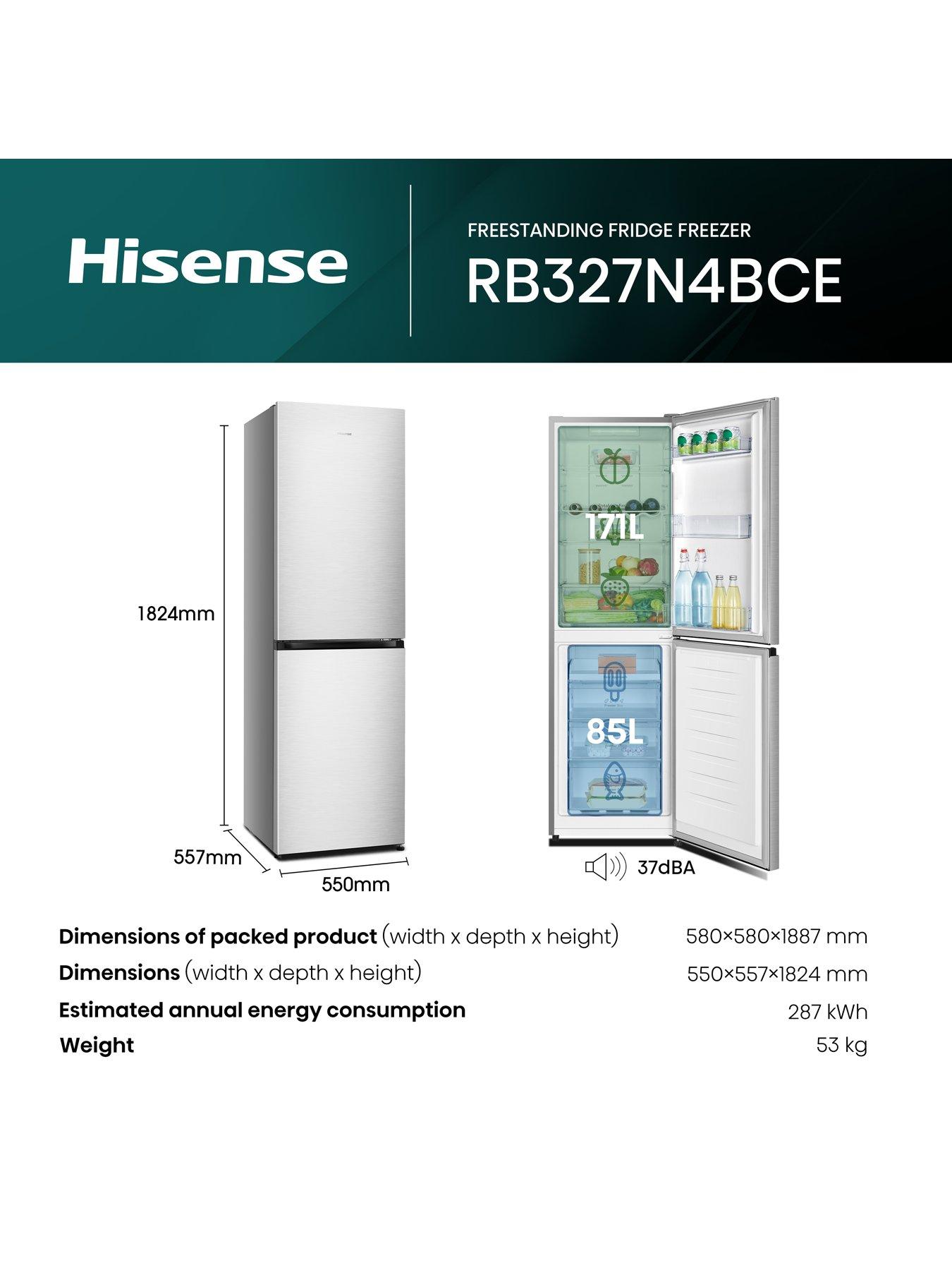  image of hisense-rb327n4bce-55cm-wide-total-no-frost-freestanding-fridge-freezer-silver