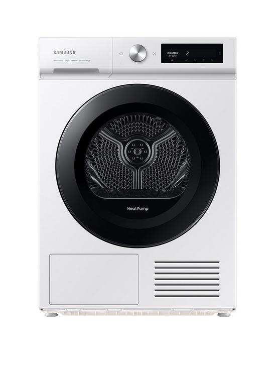 front image of samsung-series-5-dv90bb5245aws1-optimaldrytrade-heat-pump-tumble-dryer-9kg-load-a-rated-white