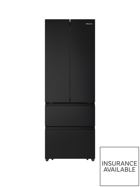 front image of hisense-rf632n4bbf-70cm-wide-french-door-fridge-freezer-black