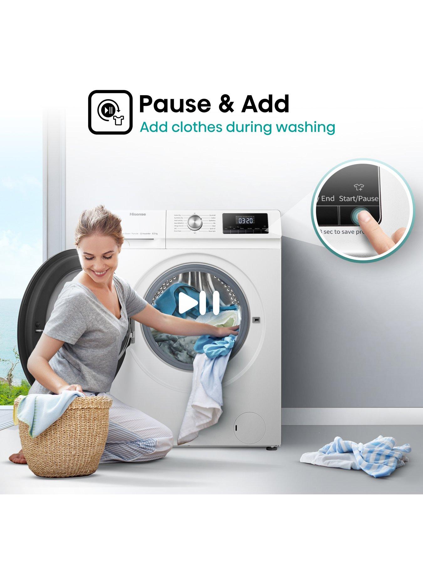 image of hisense-3-series-wdqa8014evjm-8kg-wash-5kg-dry-1400-spinnbspwasher-dryer-white