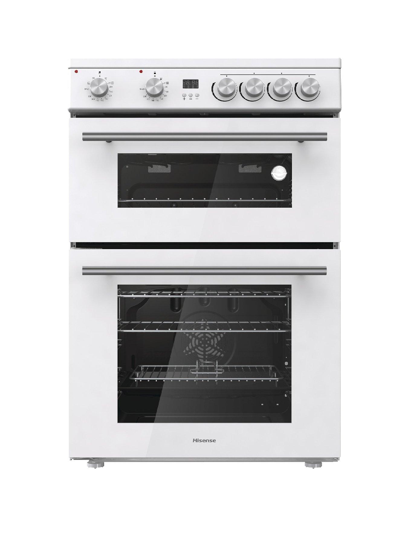 undefined HDE3211BWUK Double Oven Electric Cooker with Ceramic Hob - White