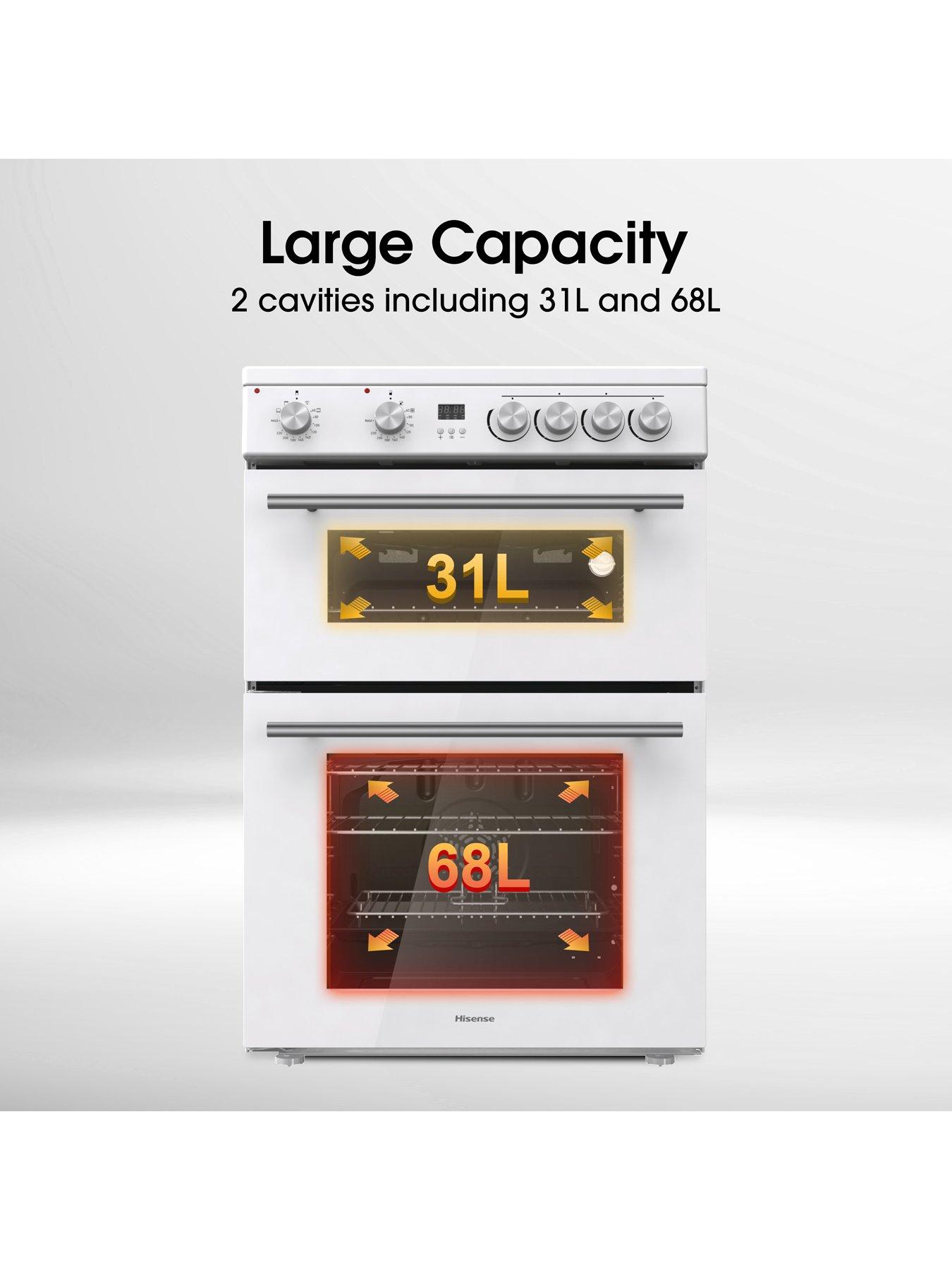 Image 2 of 7 of Hisense HDE3211BWUK Double Oven Electric Cooker with Ceramic Hob - White