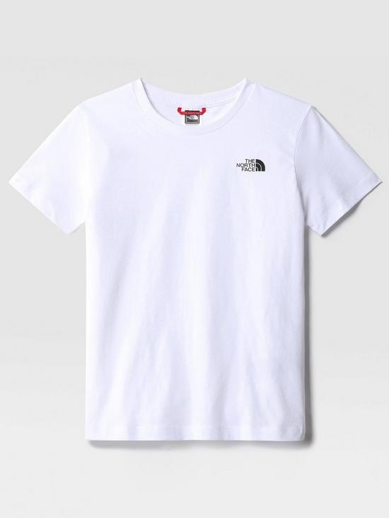 front image of the-north-face-kids-short-sleeve-simple-dome-tee-whiteblack