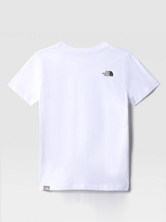 stillFront image of the-north-face-kids-short-sleeve-simple-dome-tee-whiteblack