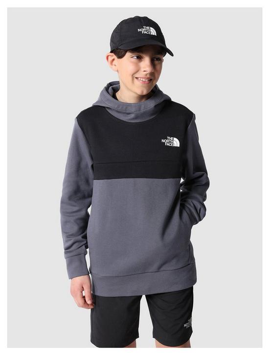 front image of the-north-face-kidsnbspslacker-pullover-hoodie-dark-grey