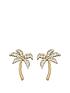  image of love-gold-9ct-gold-palm-tree-diamond-stud-earrings