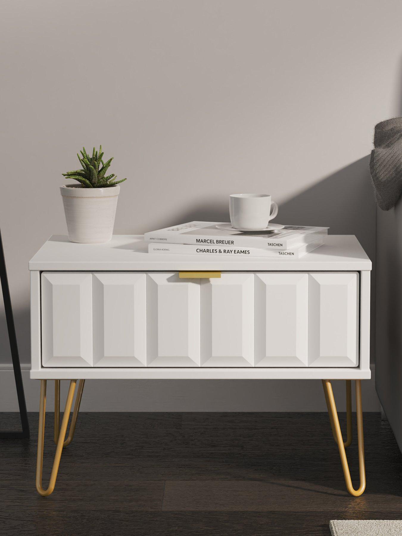 undefined Cube Ready Assembled 1 Drawer Lamp Table - White - FSC® Certified