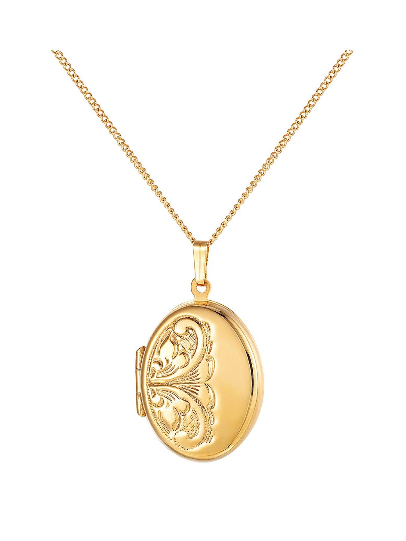 the-love-collection-18ct-gold-plated-sterling-silver-hand-engraved-oval-locket-18-adjustable-curb-chain
