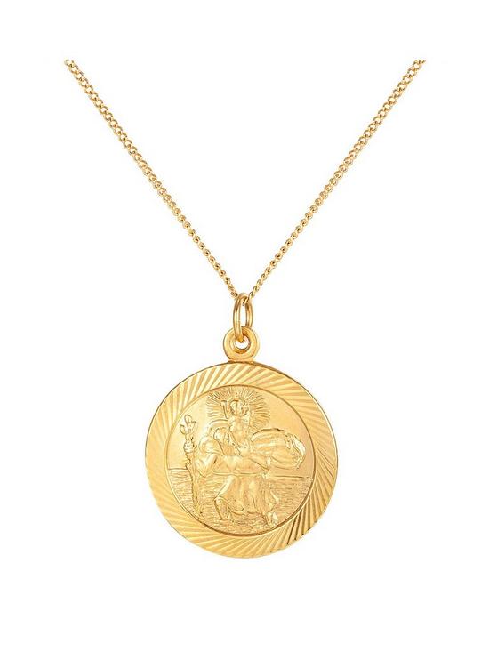 front image of the-love-silver-collection-18ct-gold-plated-sterling-silver-st-christopher-pendant-20-adjustable-curb-chain