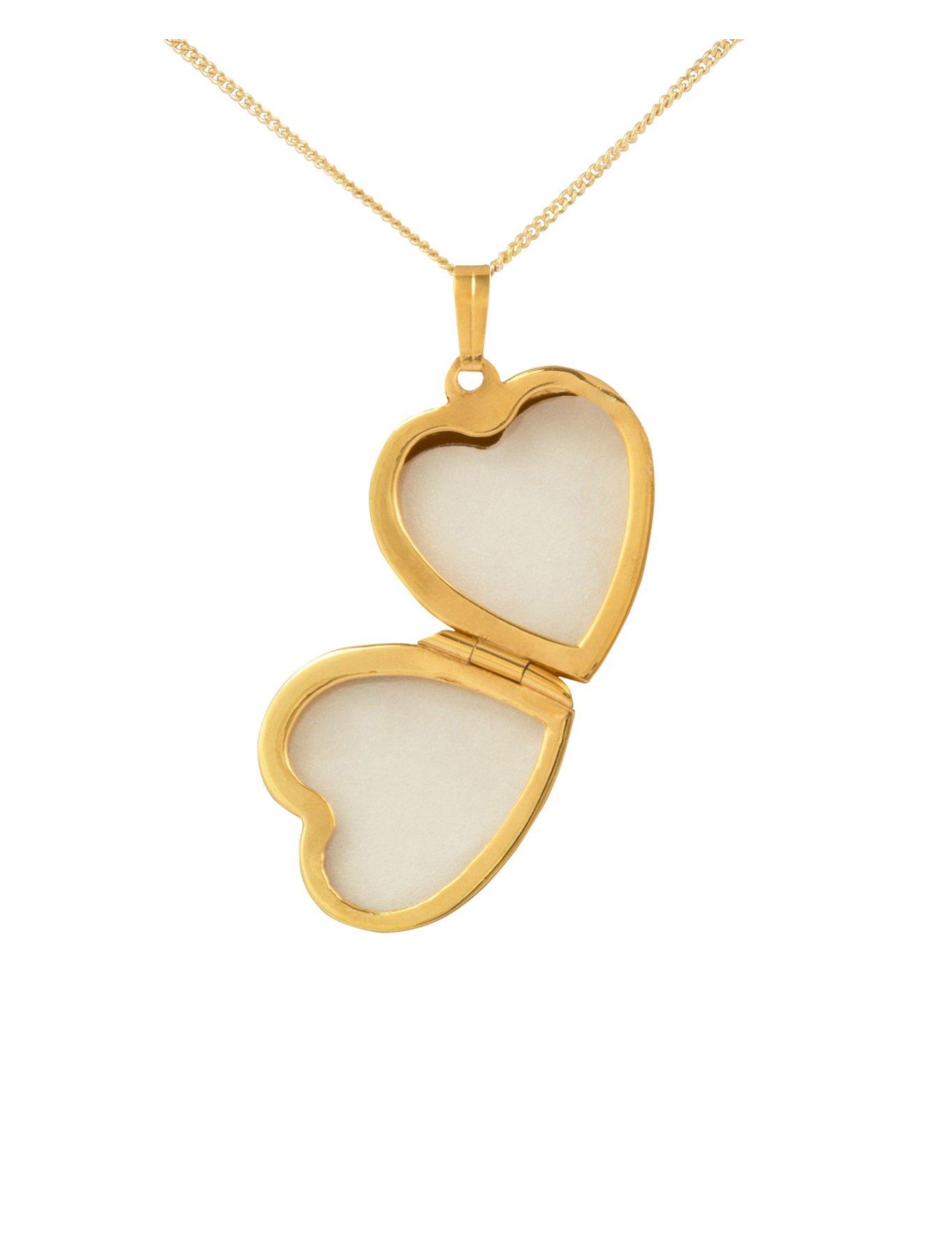  image of the-love-collection-18ct-gold-plated-sterling-silver-hand-engraved-heart-locket-18-adjustable-curb-chain