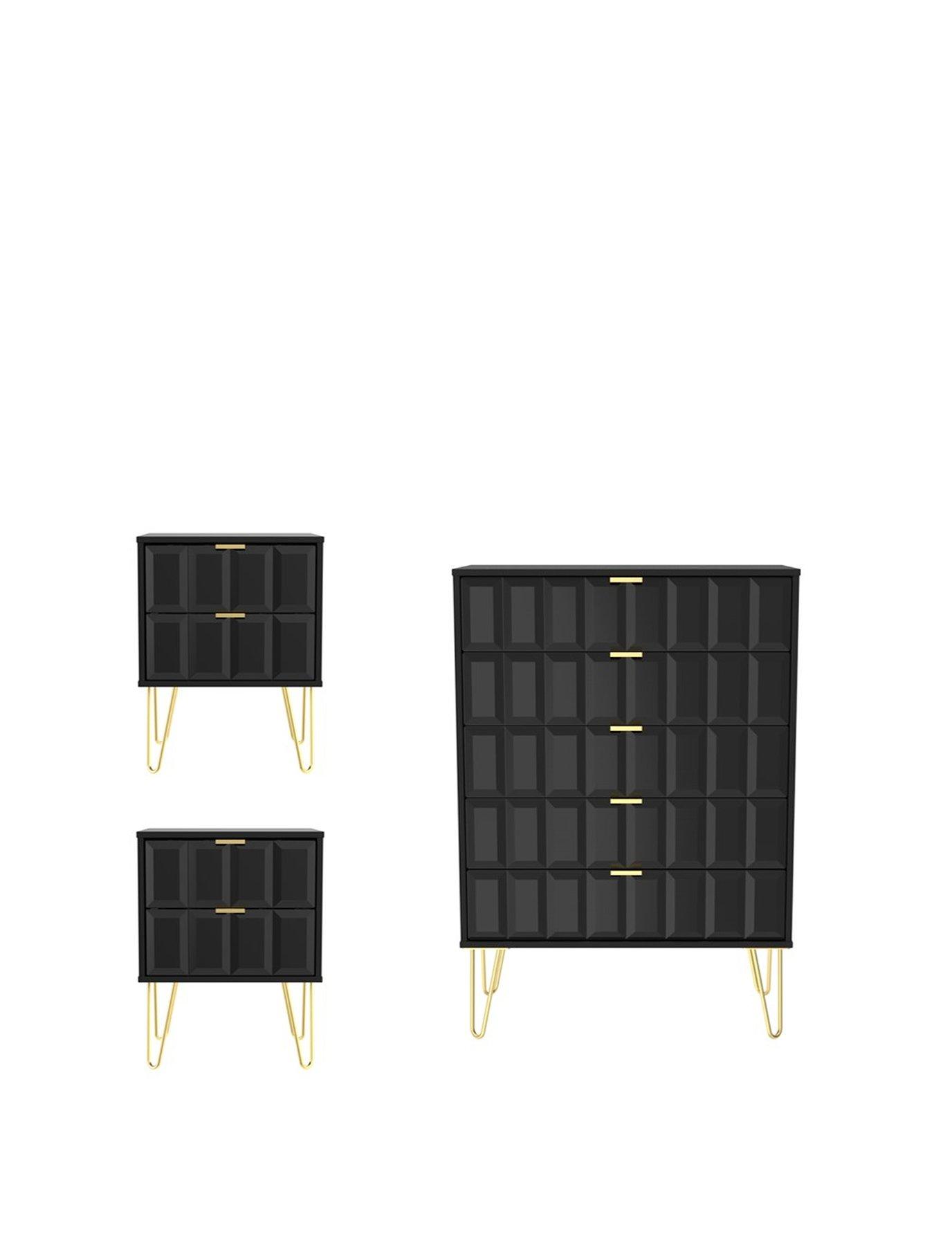 SWIFT Cube 3 Piece Ready Assembled Package - 5 Drawer Chest and 2 Bedside Chests - FSC® Certified