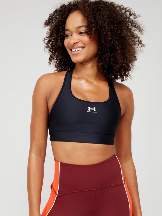 front image of under-armour-authentics-mid-padless-sports-bra-black