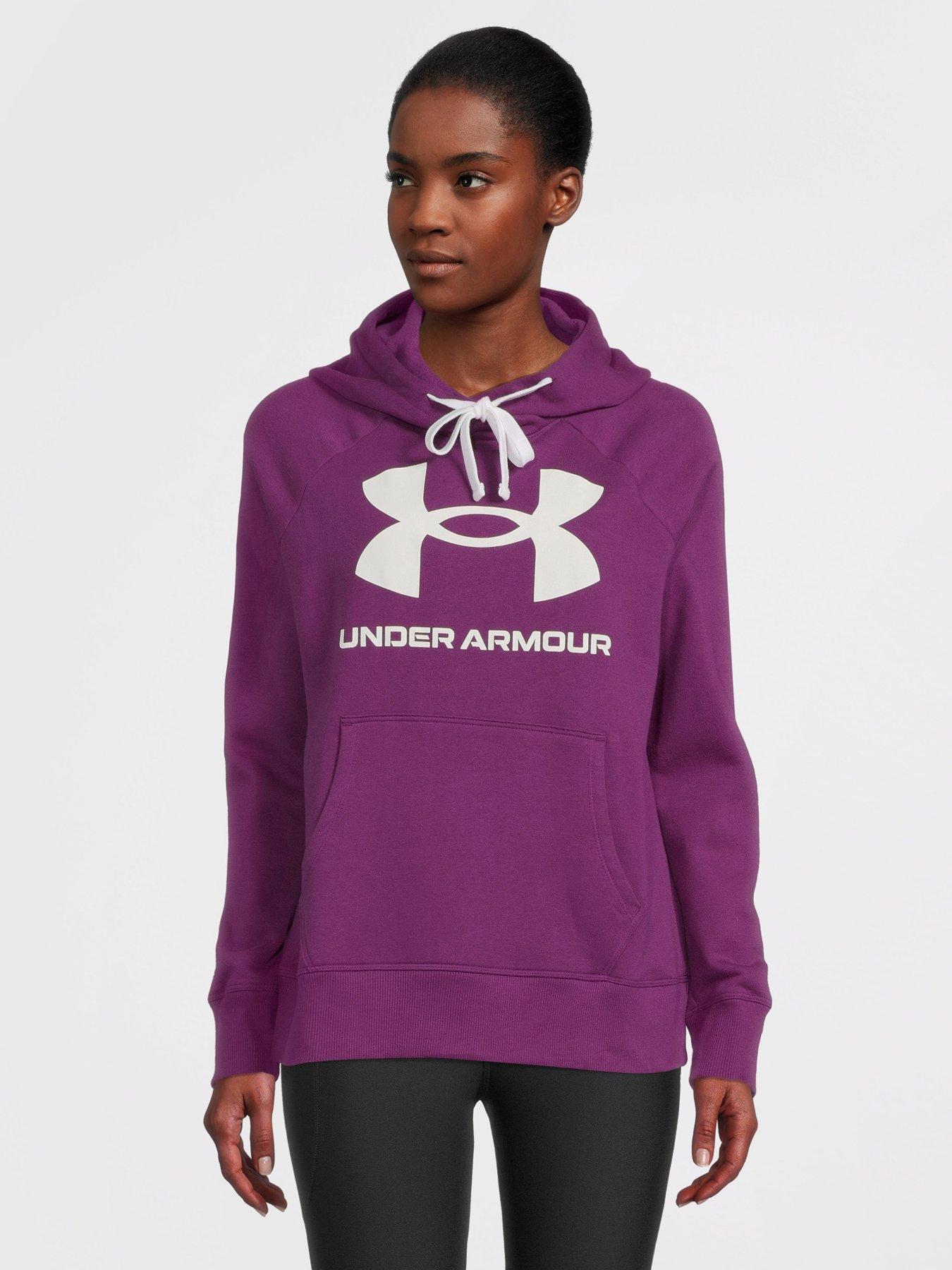 Under Armour Rival Fleece Logo Hoodie in Pink