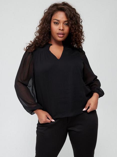 vero-moda-curve-curve-sheer-sleeve-blouse-black