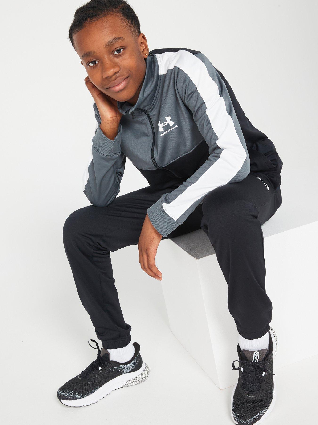 Image 4 of 5 of UNDER ARMOUR Colour Block Knit Tracksuit Older Boys&nbsp;-&nbsp;Black/Light Grey