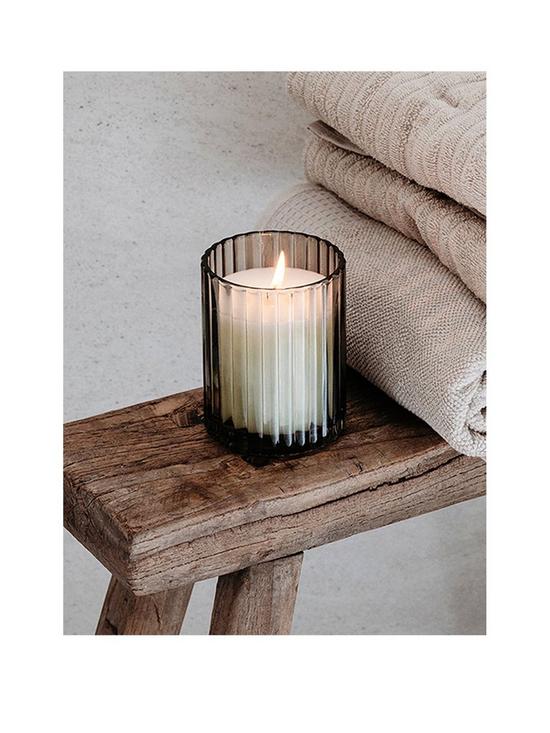 front image of chapter-b-ribbed-glass-candle-sage
