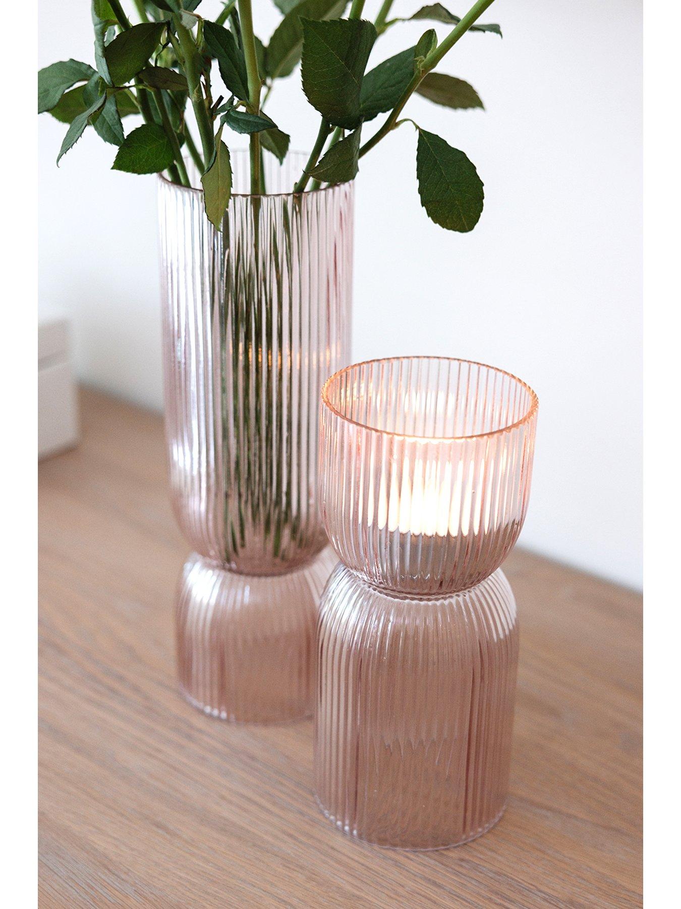  image of chapter-b-ribbed-glass-dual-vase-and-candle-holder-small