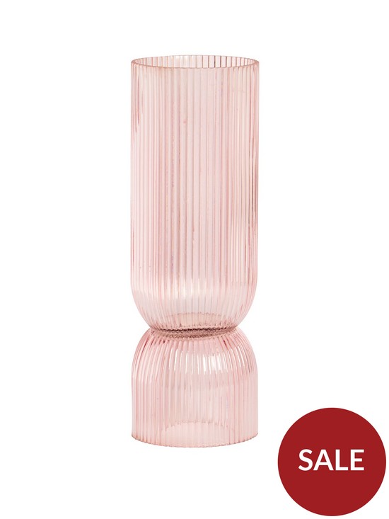 front image of chapter-b-ribbed-glass-dual-vase-and-candle-holder-large