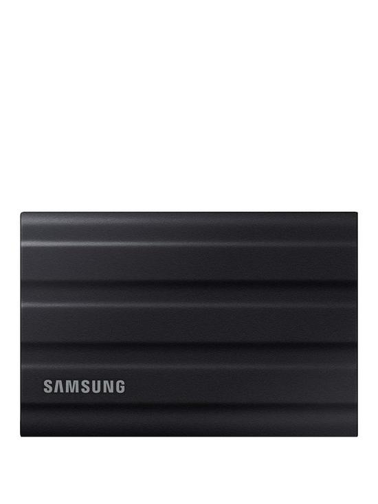 front image of samsung-t7-shield-2tb-external-ssd-black